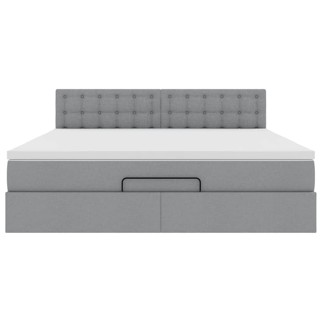 Pouf Letto con Materasso e LED Grigio Chiaro 180x200cm Tessuto