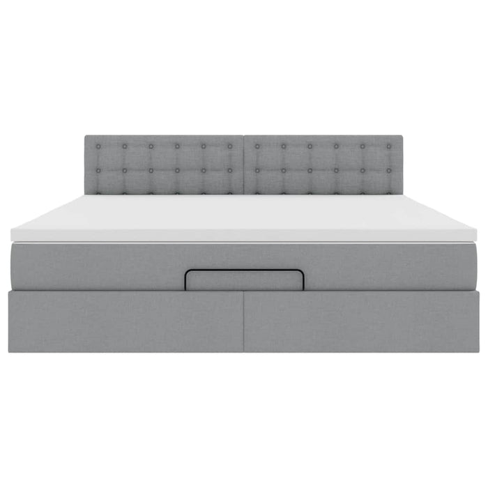 Pouf Letto con Materasso e LED Grigio Chiaro 180x200cm Tessuto 3312492
