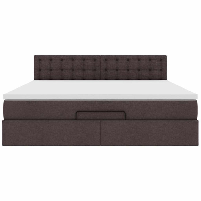 vidaXL Pouf Letto con Materasso e LED Marrone Scuro 180x200cm Tessuto
