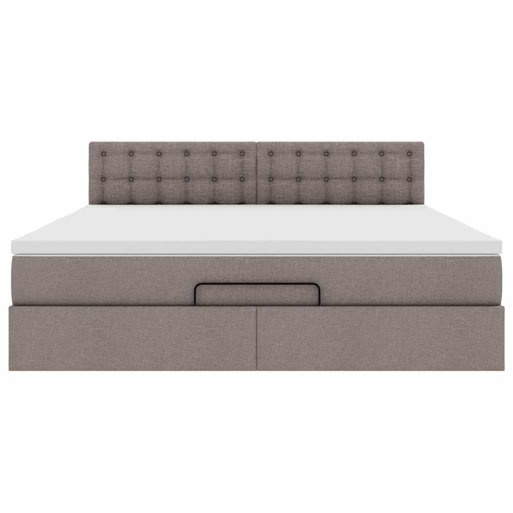 vidaXL Pouf Letto con Materasso e LED Tortora 180x200cm in Tessuto