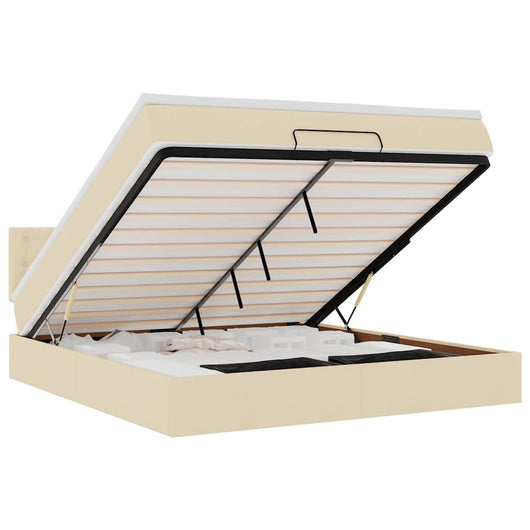 vidaXL Pouf Letto con Materasso e LED Crema 180x200cm in Tessuto