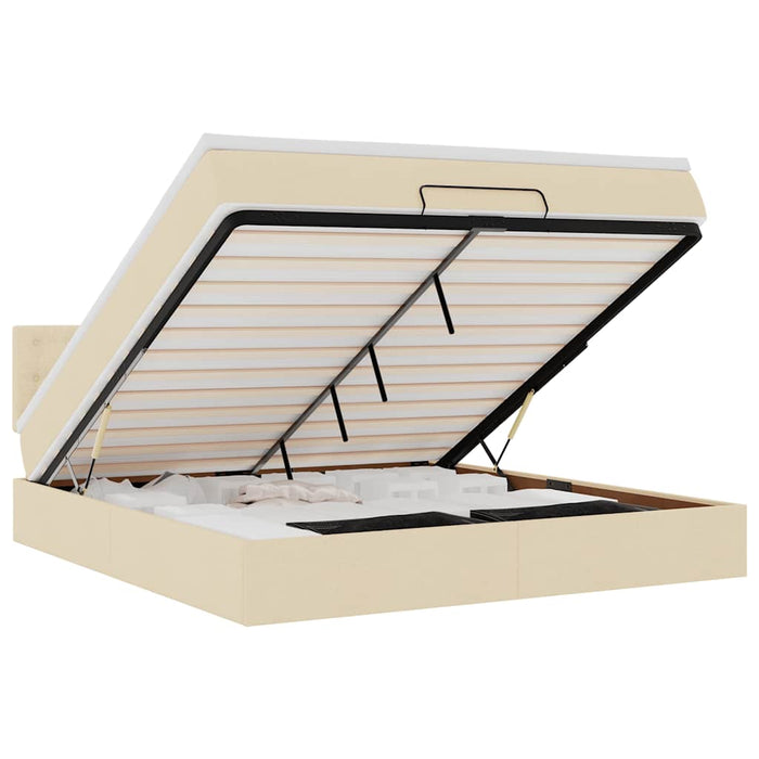 vidaXL Pouf Letto con Materasso e LED Crema 180x200cm in Tessuto