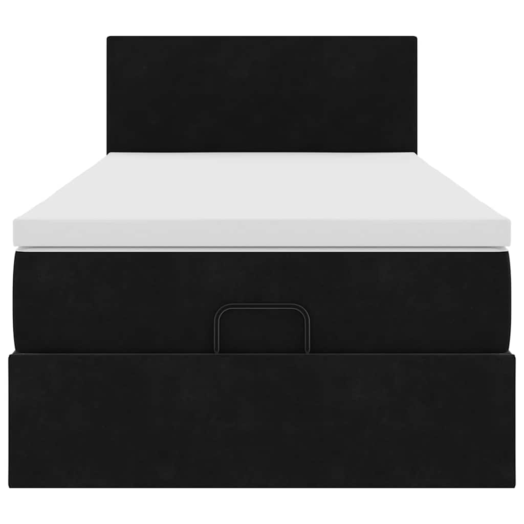 Pouf Letto con Materasso e LED Nero 80x200cm in Velluto