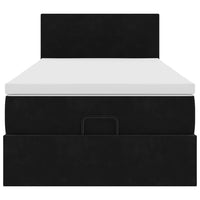 Pouf Letto con Materasso e LED Nero 80x200cm in Velluto