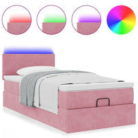 Pouf Letto con Materasso e LED Rosa 80x200cm in Velluto 3312517