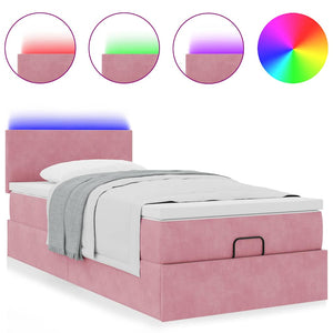Pouf Letto con Materasso e LED Rosa 80x200cm in Velluto 3312517