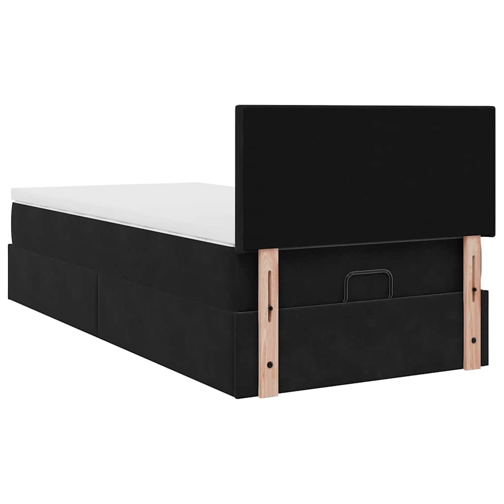 vidaXL Struttura Letto Pouf con Materasso Nero 90x200 cm in Velluto