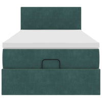 vidaXL Pouf Letto con Materasso e LED Verde Scuro 90x200cm in Velluto