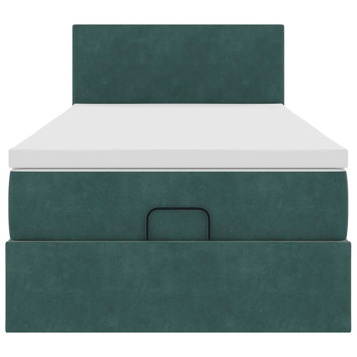 vidaXL Pouf Letto con Materasso e LED Verde Scuro 90x200cm in Velluto