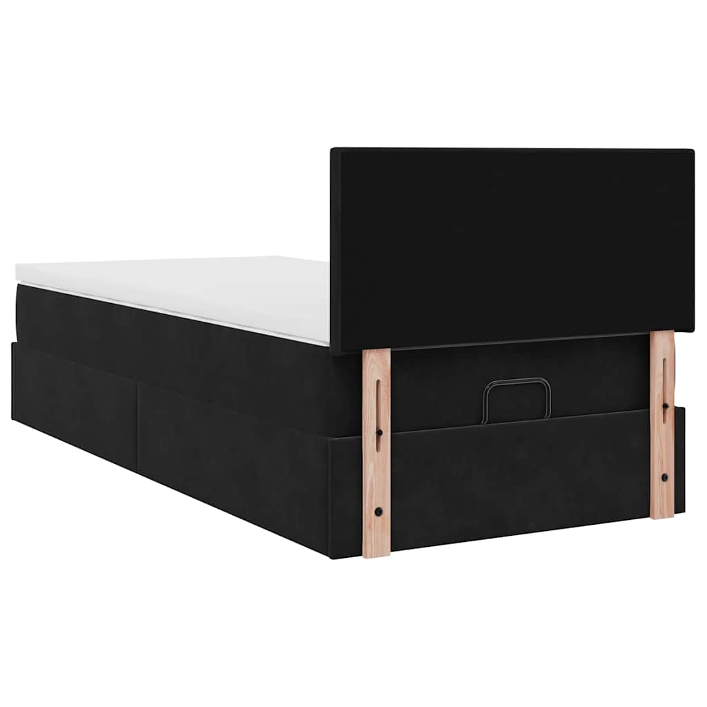 Struttura Letto Pouf con Materasso Nero 100x200 cm Velluto 3312532