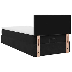 Struttura Letto Pouf con Materasso Nero 100x200 cm Velluto 3312532