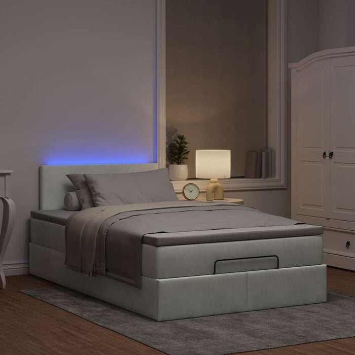 Pouf Letto con Materasso e LED Grigio Chiaro 120x190cm Velluto 3312536