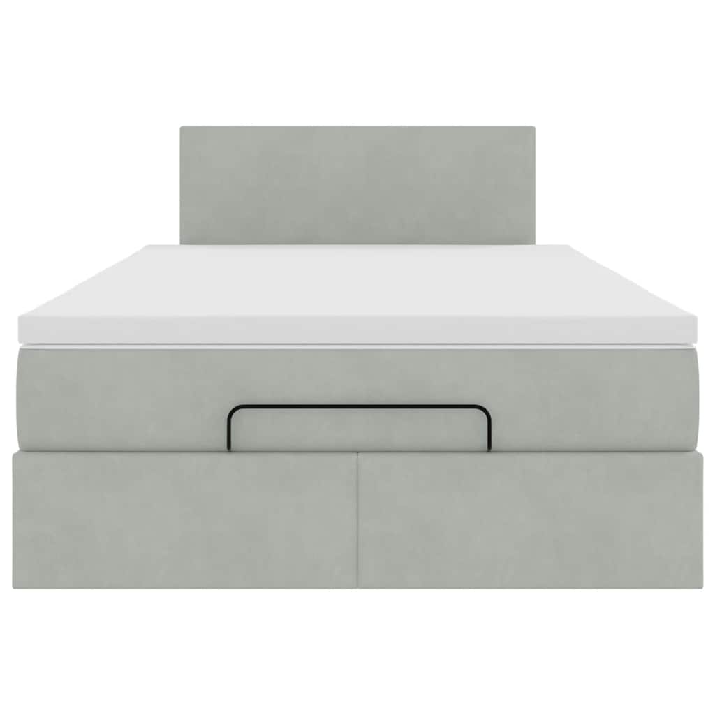 Pouf Letto con Materasso e LED Grigio Chiaro 120x190cm Velluto