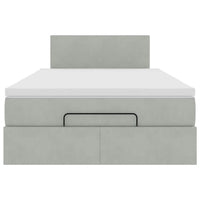 Pouf Letto con Materasso e LED Grigio Chiaro 120x190cm Velluto