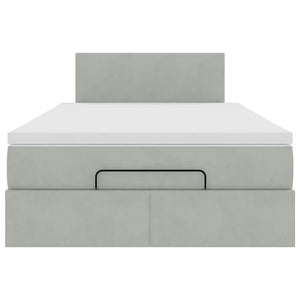 Pouf Letto con Materasso e LED Grigio Chiaro 120x190cm Velluto