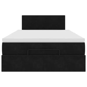 vidaXL Struttura Letto Pouf con Materasso Nero 120x200 cm Velluto