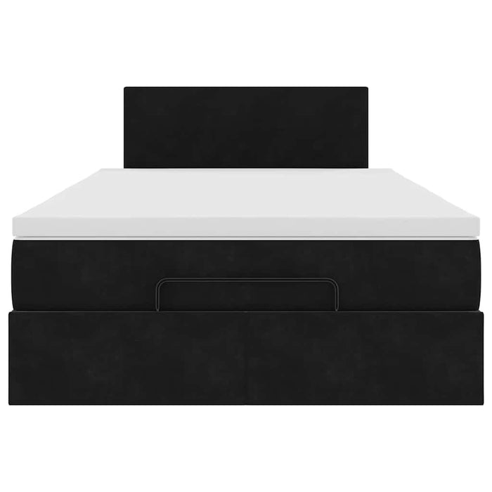 vidaXL Struttura Letto Pouf con Materasso Nero 120x200 cm Velluto