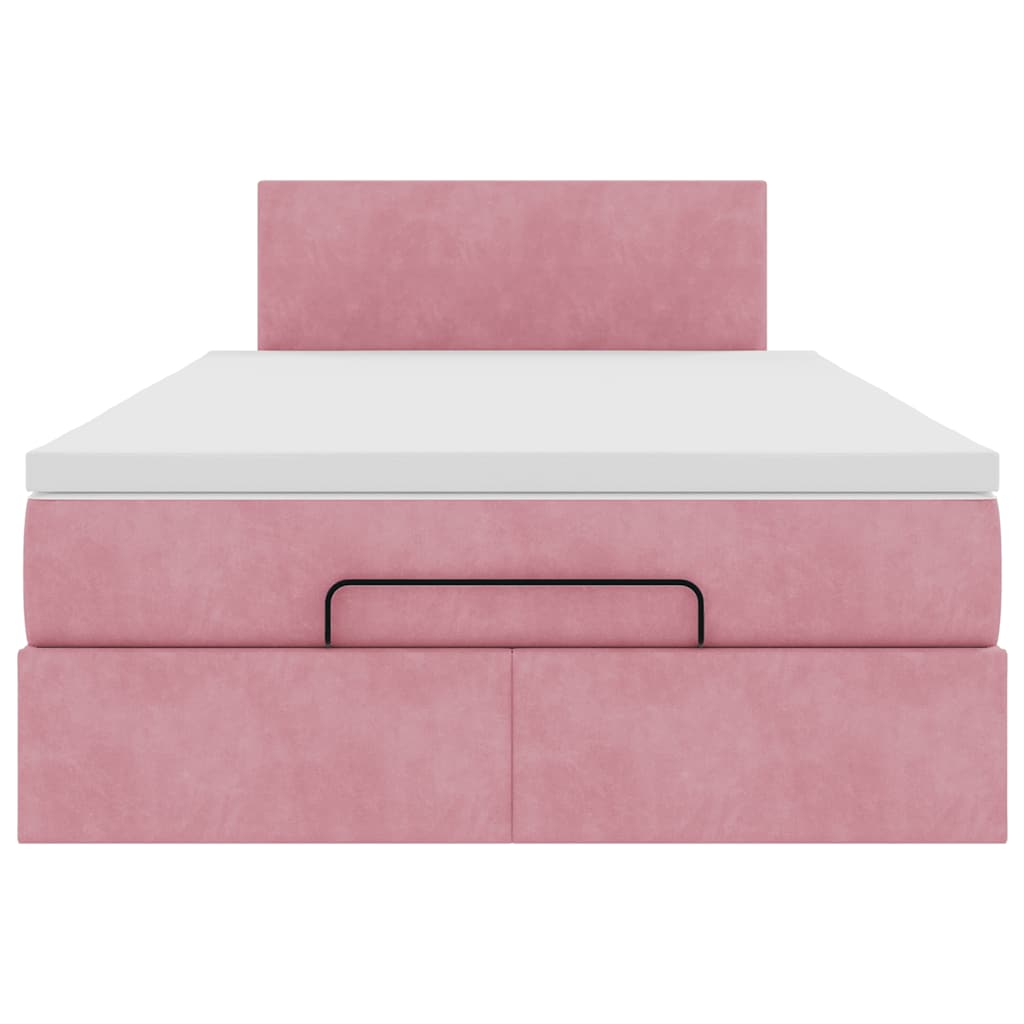 vidaXL Struttura Letto Pouf con Materasso Rosa 120x200 cm Velluto