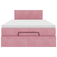 vidaXL Struttura Letto Pouf con Materasso Rosa 120x200 cm Velluto