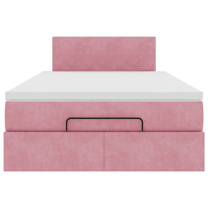 vidaXL Struttura Letto Pouf con Materasso Rosa 120x200 cm Velluto