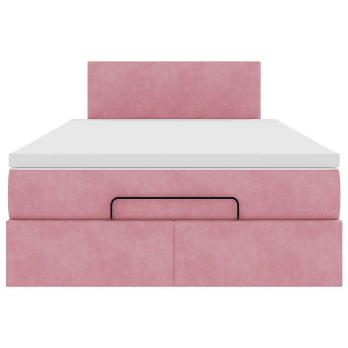 vidaXL Struttura Letto Pouf con Materasso Rosa 120x200 cm Velluto