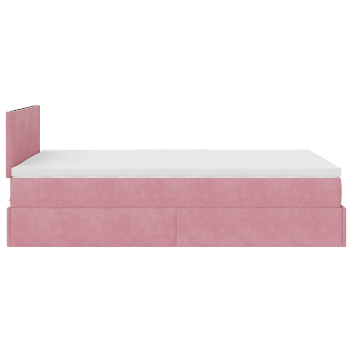 vidaXL Struttura Letto Pouf con Materasso Rosa 120x200 cm Velluto