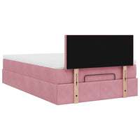 vidaXL Struttura Letto Pouf con Materasso Rosa 120x200 cm Velluto
