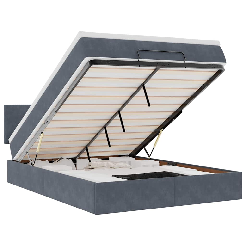 Struttura Letto Pouf con Materasso 140x190 cm Velluto 3312549