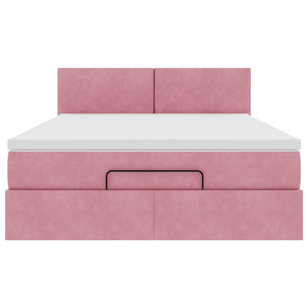 vidaXL Struttura Letto Pouf con Materasso Rosa 140x190 cm in Velluto