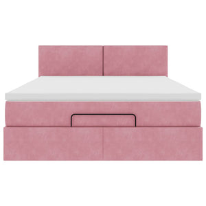 vidaXL Struttura Letto Pouf con Materasso Rosa 140x190 cm in Velluto
