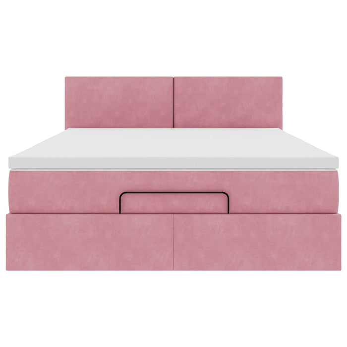 vidaXL Struttura Letto Pouf con Materasso Rosa 140x190 cm in Velluto