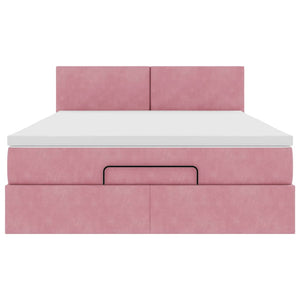 vidaXL Struttura Letto Pouf con Materasso Rosa 140x200 cm in Velluto