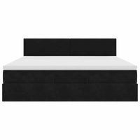 Struttura Letto Pouf con Materasso Nero 160x200 cm in Velluto