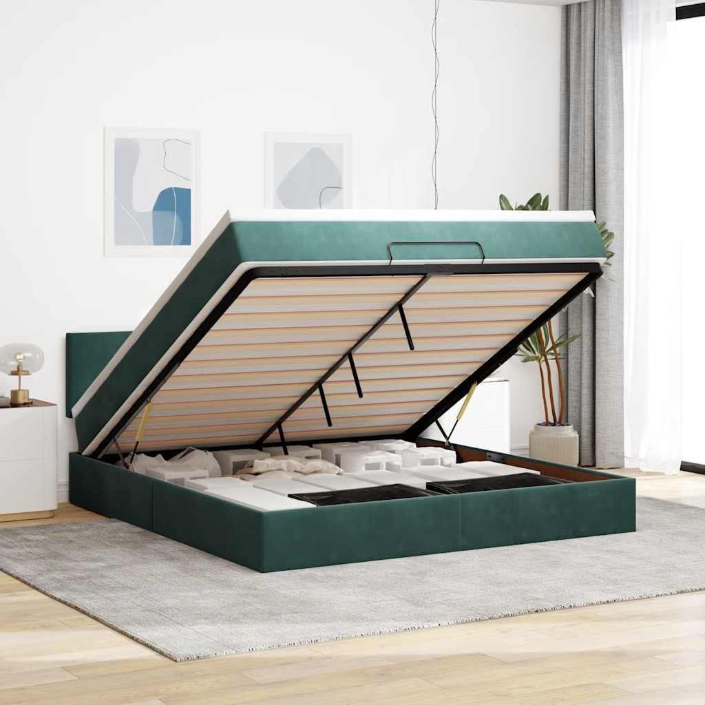 Struttura Letto Pouf con Materasso 160x200 cm in Velluto