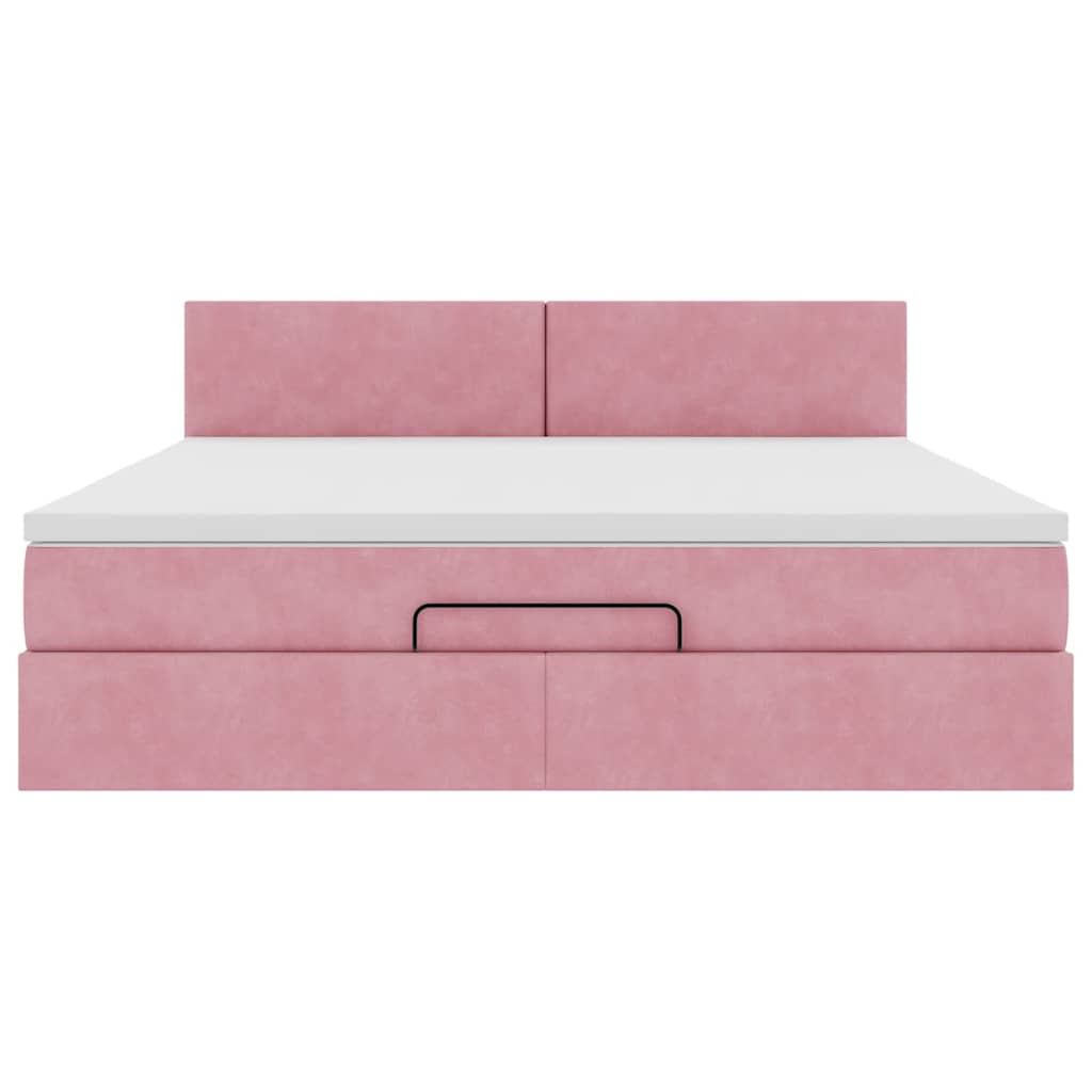 vidaXL Struttura Letto Pouf con Materasso Rosa 160x200 cm in Velluto