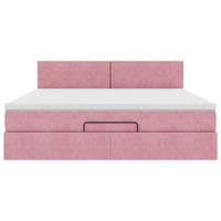 vidaXL Struttura Letto Pouf con Materasso Rosa 160x200 cm in Velluto