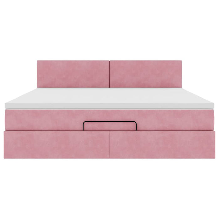 vidaXL Struttura Letto Pouf con Materasso Rosa 160x200 cm in Velluto