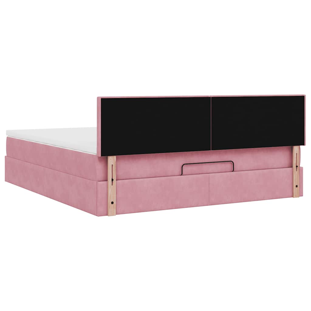 vidaXL Struttura Letto Pouf con Materasso Rosa 160x200 cm in Velluto