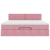 vidaXL Pouf Letto con Materasso e LED Rosa 180x200cm in Velluto