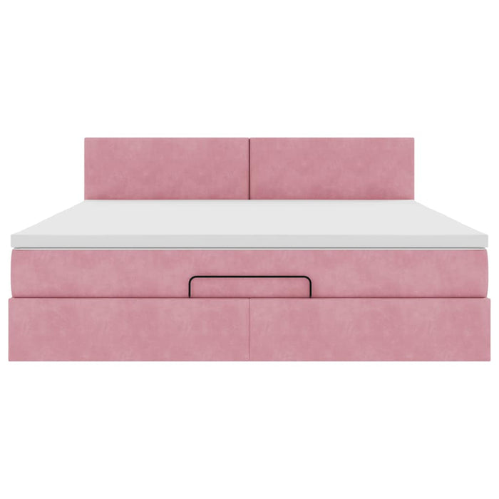 vidaXL Pouf Letto con Materasso e LED Rosa 180x200cm in Velluto