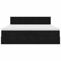 Struttura Letto Pouf con Materassi Nero 200x200 cm Velluto