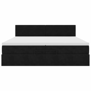 Struttura Letto Pouf con Materassi Nero 200x200 cm Velluto