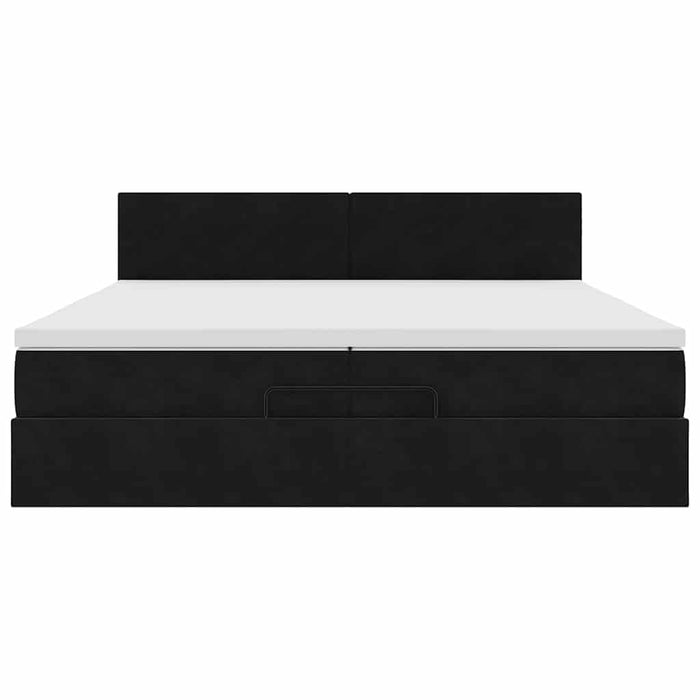 Struttura Letto Pouf con Materassi Nero 200x200 cm Velluto