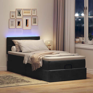 Pouf Letto con Materasso e LED Nero 80x200cm in Velluto 3312586