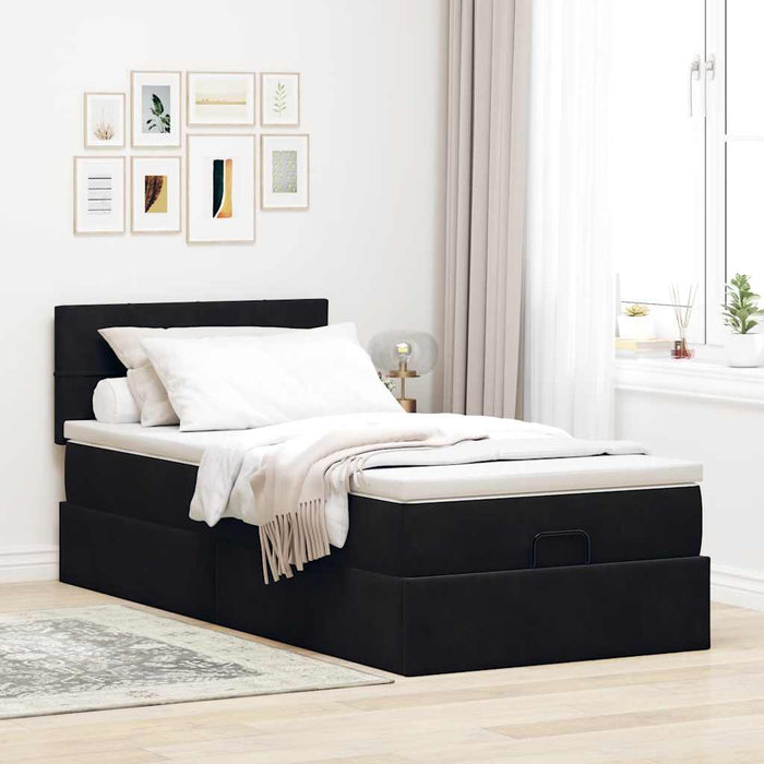 Pouf Letto con Materasso e LED Nero 80x200cm in Velluto 3312586
