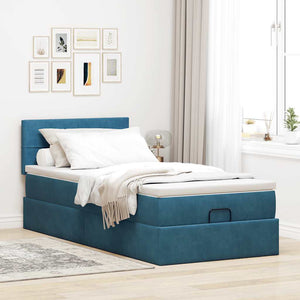 Pouf Letto con Materasso e LED Blu Scuro 80x200cm in Velluto 3312588