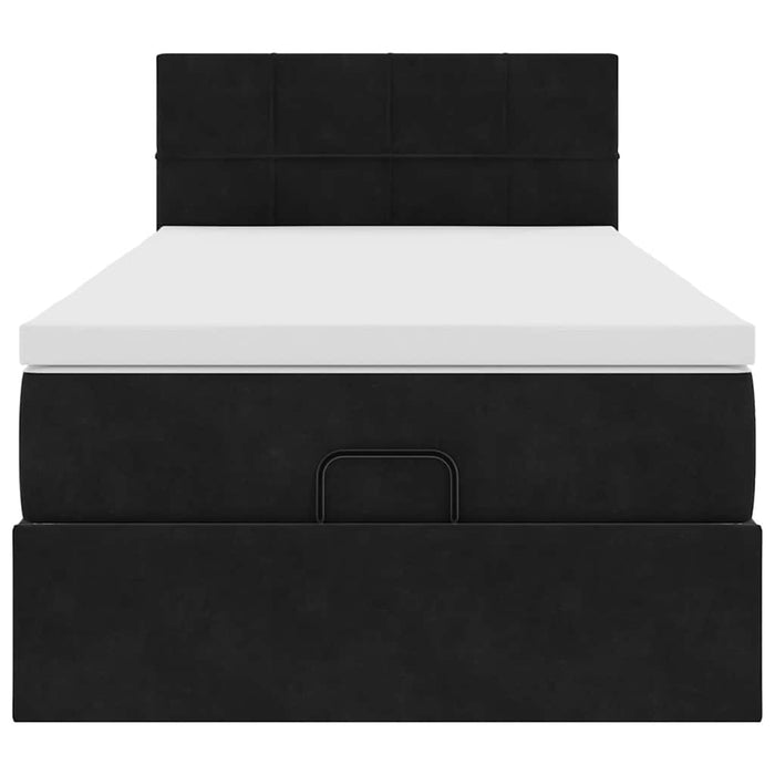 vidaXL Struttura Letto Pouf con Materasso Nero 90x190 cm in Velluto