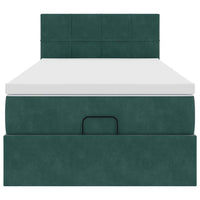 Pouf Letto con Materasso e LED Verde Scuro 90x200cm in Velluto 3312599