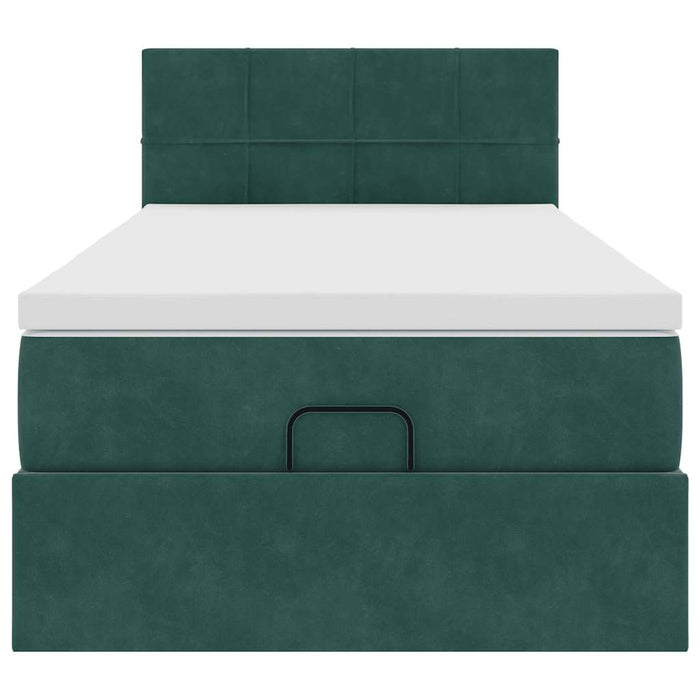 Pouf Letto con Materasso e LED Verde Scuro 90x200cm in Velluto 3312599