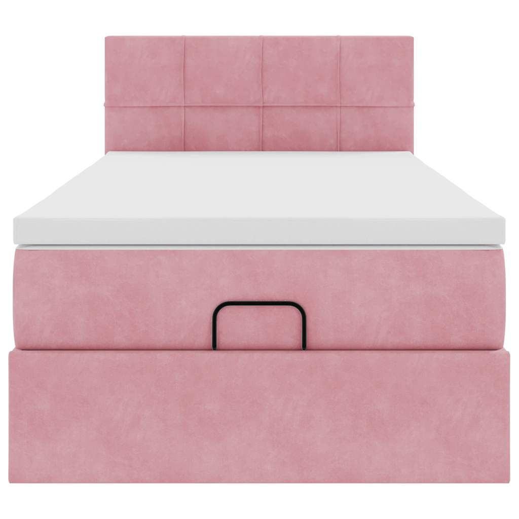 vidaXL Struttura Letto Pouf con Materasso Rosa 90x200 cm in Velluto